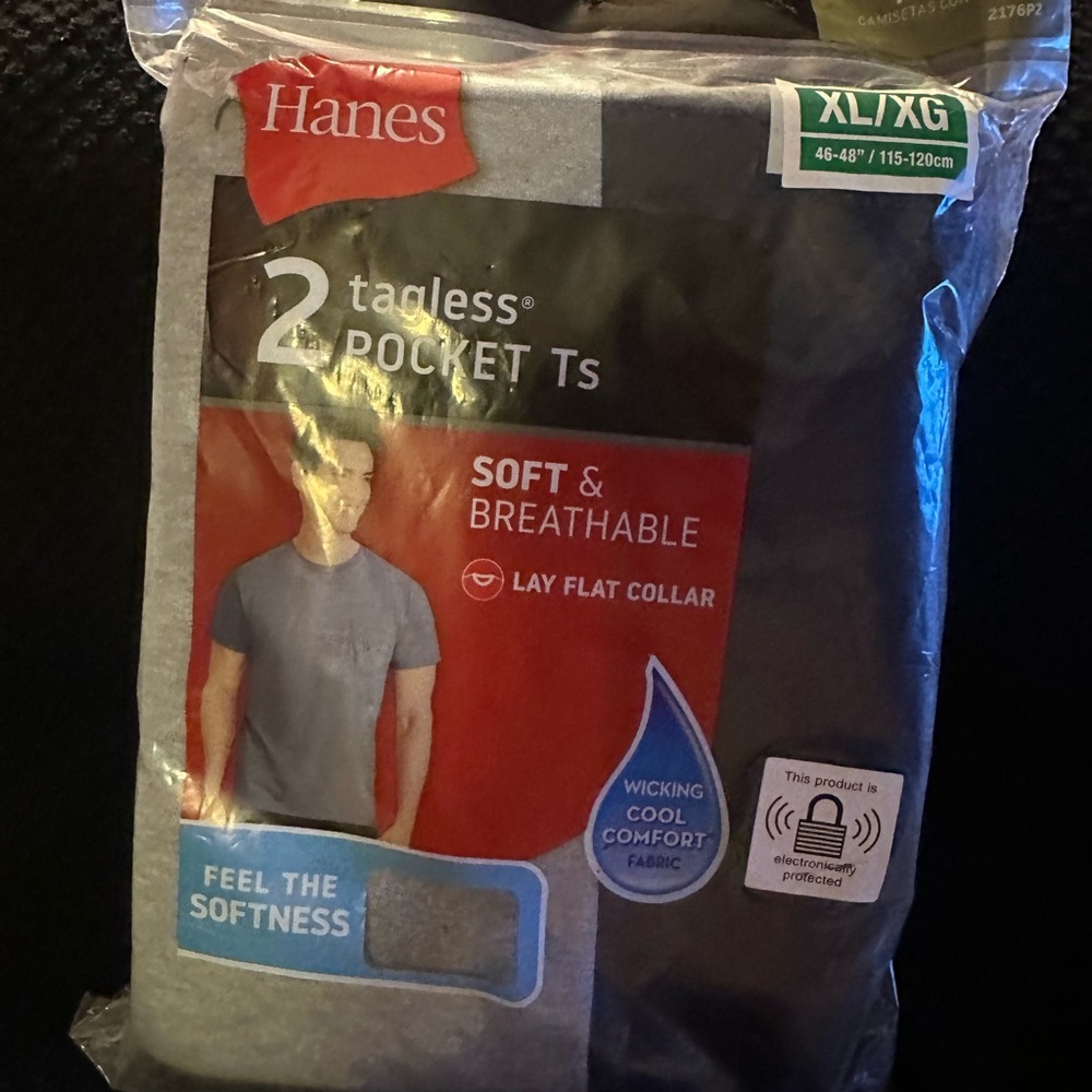 Hanes Soft Gray Tagless Pocket T-Shirts